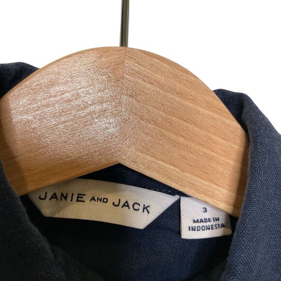 Janie & Jack Boy's Shirt 3 Blue Linen Embroidered Sea Horse Coastal Beach Preppy - Picture 11 of 12